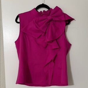 Fuchsia Sleeveless Blouse with Bow